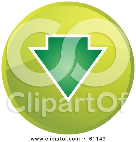 Royalty-free (RF) Clipart Illustration of a Round Green Down Arrow Internet Browser Button by Kheng Guan Toh