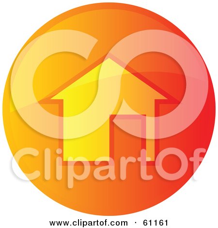 Royalty-free (RF) Clipart Illustration of a Round Orange Home Internet Browser Button by Kheng Guan Toh