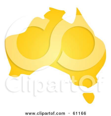 Royalty-free (RF) Clipart Illustration of a Yellow Map Of Australia On White by Kheng Guan Toh