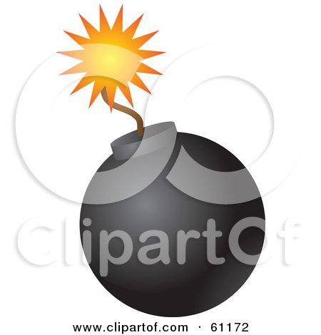 Royalty-free (RF) Clipart Illustration of a Lit Black Bomb With A Burning Fuse On A White Background by Kheng Guan Toh