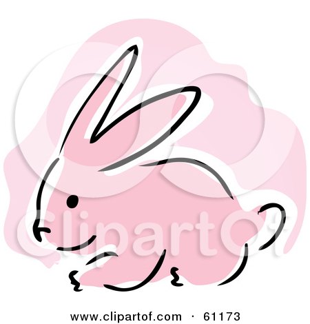 Royalty-free (RF) Clipart Illustration of a Cute Pink Bunny With A Pink And White Background by Kheng Guan Toh
