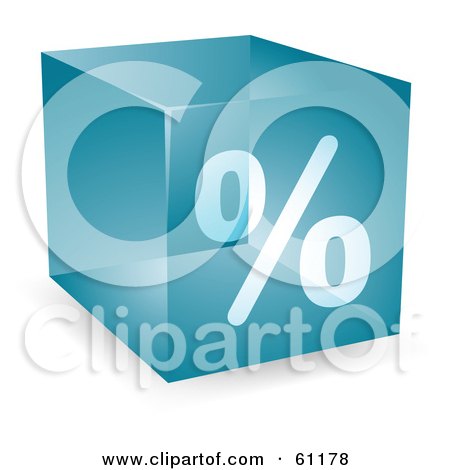 Royalty-free (RF) Clipart Illustration of a Transparent Blue 3d Percent Cube by Kheng Guan Toh