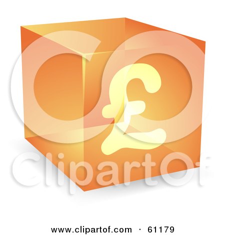 Royalty-free (RF) Clipart Illustration of a Transparent Orange 3d Pound Cube by Kheng Guan Toh