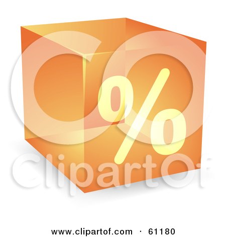 Royalty-free (RF) Clipart Illustration of a Transparent Orange 3d Percent Cube by Kheng Guan Toh