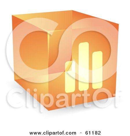 Royalty-free (RF) Clipart Illustration of a Transparent Orange 3d Bar Graph Cube by Kheng Guan Toh