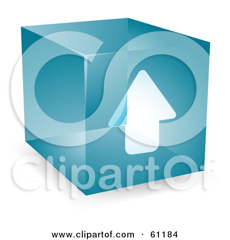 Royalty-free (RF) Clipart Illustration of a Transparent Blue 3d Upload Arrow Cube by Kheng Guan Toh