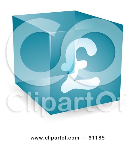 Royalty-free (RF) Clipart Illustration of a Transparent Blue 3d Pound Cube by Kheng Guan Toh