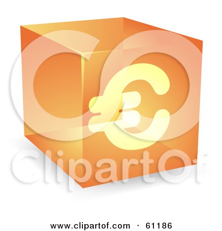 Royalty-free (RF) Clipart Illustration of a Transparent Orange 3d Euro Cube by Kheng Guan Toh