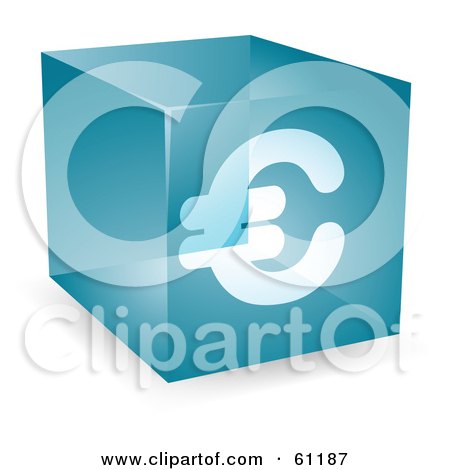 Royalty-free (RF) Clipart Illustration of a Transparent Blue 3d Euro Cube by Kheng Guan Toh