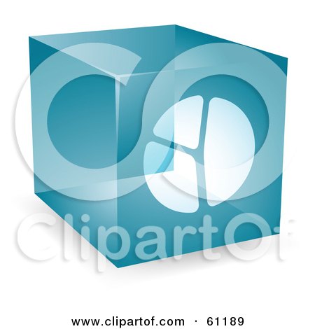 Royalty-free (RF) Clipart Illustration of a Transparent Blue 3d Pie Chart Cube by Kheng Guan Toh