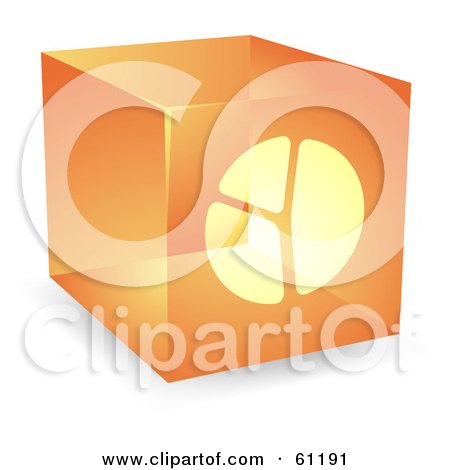Royalty-free (RF) Clipart Illustration of a Transparent Orange 3d Pie Chart Cube by Kheng Guan Toh