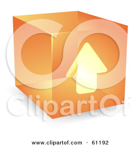 Royalty-free (RF) Clipart Illustration of a Transparent Orange 3d Upload Arrow Cube by Kheng Guan Toh