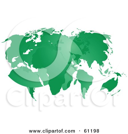 Royalty-free (RF) Clipart Illustration of a Curving Green Atlas Map Over A White Background by Kheng Guan Toh