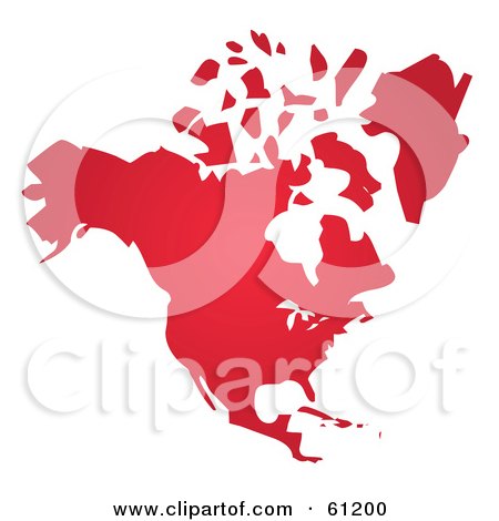 Royalty-free (RF) Clipart Illustration of a Red North America Map On White by Kheng Guan Toh