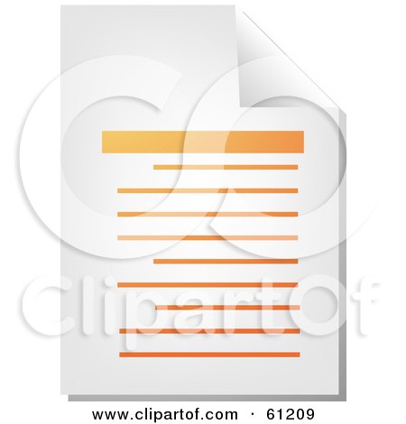 Royalty-free (RF) Clipart Illustration of a Curling Page Of An Orange Word Business Document - Version 1 by Kheng Guan Toh