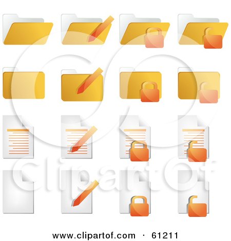 Royalty-free (RF) Clipart Illustration of a Digital Collage Of Orange Folder And Word Document Icons by Kheng Guan Toh