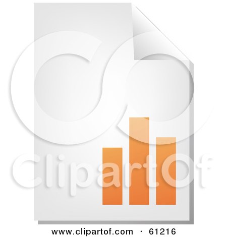 Royalty-free (RF) Clipart Illustration of a Curling Page Of An Orange Bar Graph Business Document by Kheng Guan Toh
