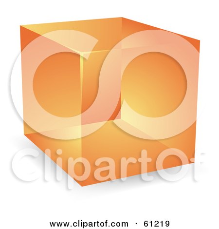 Royalty-free (RF) Clipart Illustration of a Shiny Orange 3d Cube On White by Kheng Guan Toh