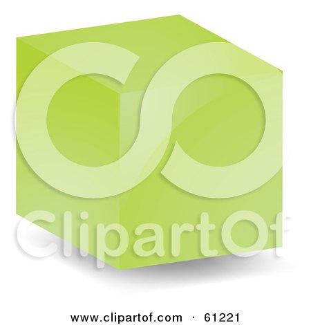 Royalty-free (RF) Clipart Illustration of a Shiny Light Green 3d Cube On White by Kheng Guan Toh