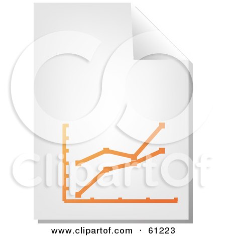 Royalty-free (RF) Clipart Illustration of a Curling Page Of An Orange Pie Chart Business Document by Kheng Guan Toh
