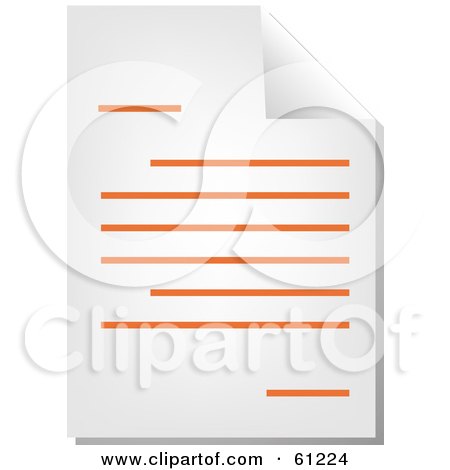 Royalty-free (RF) Clipart Illustration of a Curling Page Of An Orange Word Business Document - Version 2 by Kheng Guan Toh
