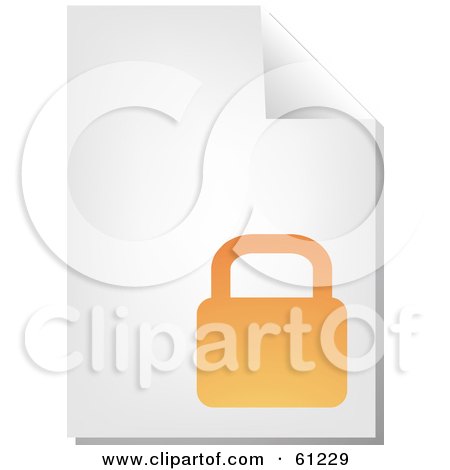 Royalty-free (RF) Clipart Illustration of a Curling Page Of An Orange Padlock Business Document by Kheng Guan Toh