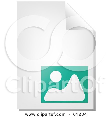 Royalty-free (RF) Clipart Illustration of a Curling Page Of A Teal Image Business Document by Kheng Guan Toh