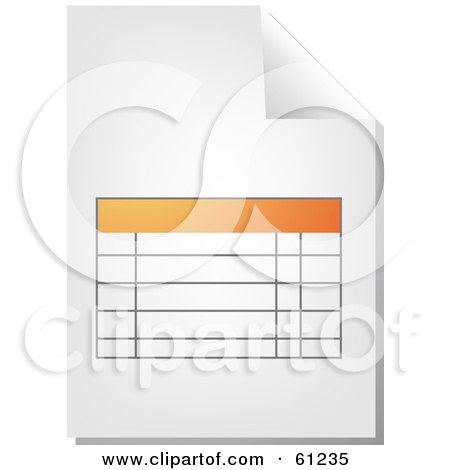 Royalty-free (RF) Clipart Illustration of a Curling Page Of An Orange Spreadsheet Business Document by Kheng Guan Toh
