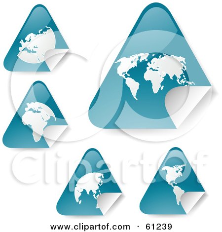 Royalty-free (RF) Clipart Illustration of a Digital Collage Of Peeling Triangle Teal Atlas Stickers by Kheng Guan Toh