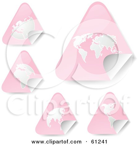 Royalty-free (RF) Clipart Illustration of a Digital Collage Of Peeling Triangle Pink Atlas Stickers by Kheng Guan Toh