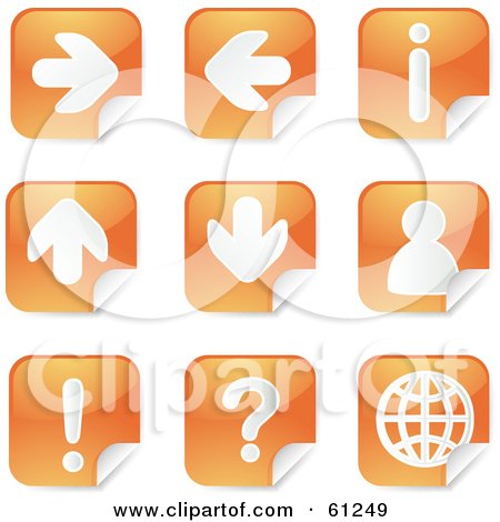 Royalty-free (RF) Clip Art Illustration of a Digital Collage Of Orange Arrow Peeling Sticker Icons by Kheng Guan Toh