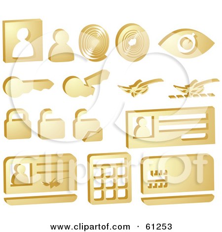 Royalty-free (RF) Clipart Illustration of a Digital Collage Of Gold Security Icons by Kheng Guan Toh