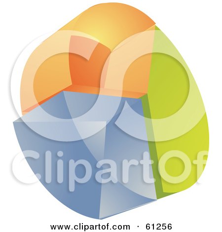 Royalty-free (RF) Clipart Illustration of a 3d Transparent Blue, Orange And Green Pie Chart by Kheng Guan Toh