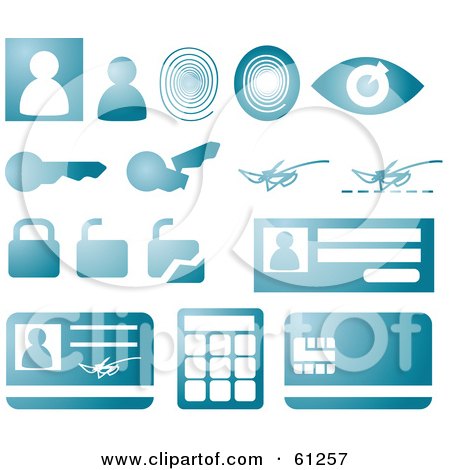 Royalty-free (RF) Clipart Illustration of a Digital Collage Of Blue Security Icons by Kheng Guan Toh