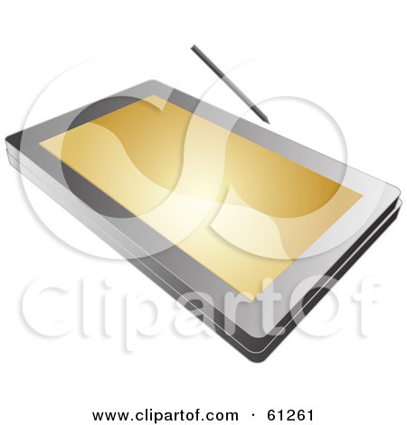 Royalty-free (RF) Clipart Illustration of a Tablet PC With A Golden Screen by Kheng Guan Toh