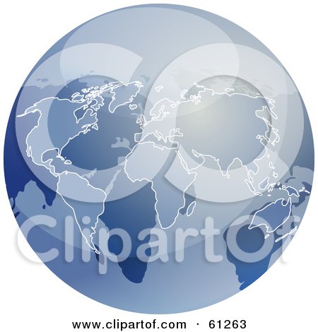 Royalty-free (RF) Clipart Illustration of a Shiny Blue 3d Globe by Kheng Guan Toh
