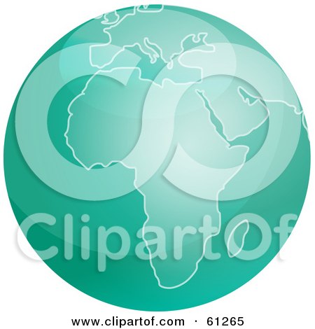 Royalty-free (RF) Clipart Illustration of a Shiny Green 3d Africa Globe by Kheng Guan Toh
