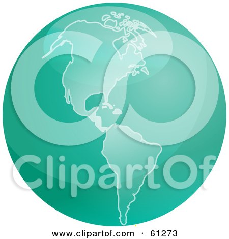 Royalty-free (RF) Clipart Illustration of a Shiny Green 3d America Globe by Kheng Guan Toh