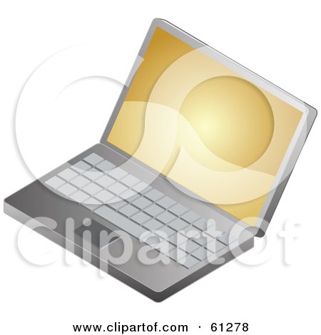 Royalty-free (RF) Clipart Illustration of a Golden Screensaver On A Laptop Computer by Kheng Guan Toh