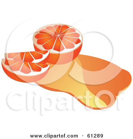 Royalty-free (RF) Clipart Illustration of a Spilled Orange Juice With Sliced Oranges by Kheng Guan Toh