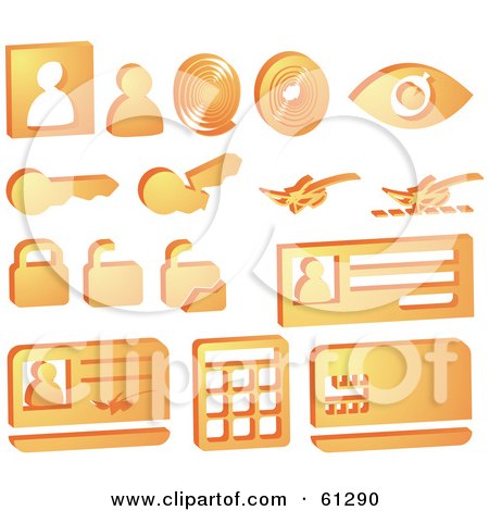 Royalty-free (RF) Clipart Illustration of a Digital Collage Of Orange Security Icons by Kheng Guan Toh