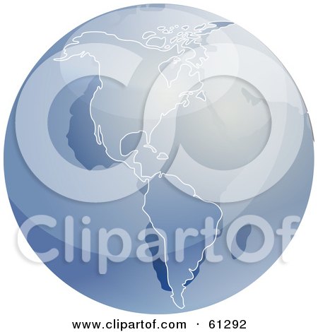 Royalty-free (RF) Clipart Illustration of a Shiny Blue 3d America Globe by Kheng Guan Toh