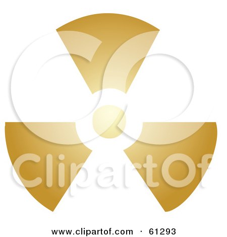 Royalty-free (RF) Clipart Illustration of a Glowing Brown Radiation Symbol On White by Kheng Guan Toh