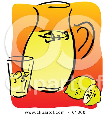 Royalty-free (RF) Clipart Illustration of a Glass By A Pitcher Of Lemonade With Fruits by Kheng Guan Toh