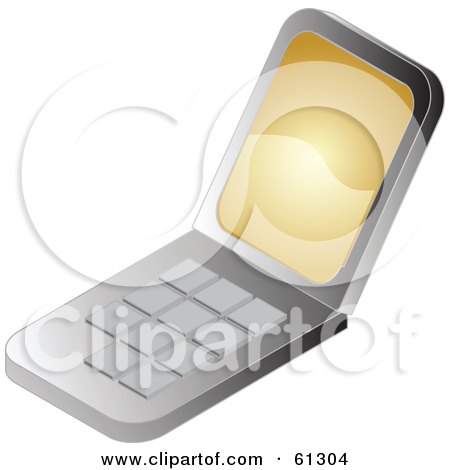 Royalty-free (RF) Clipart Illustration of a Modern Cell Phone With A Gold Screen Saver by Kheng Guan Toh