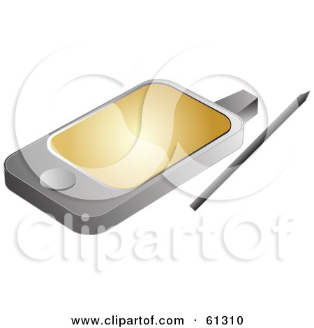 Royalty-free (RF) Clipart Illustration of a Modern PDA With A Golden Screen Saver by Kheng Guan Toh