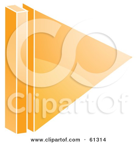 Royalty-free (RF) Clipart Illustration of a 3d Orange Play Arrow Icon - Version 1 by Kheng Guan Toh