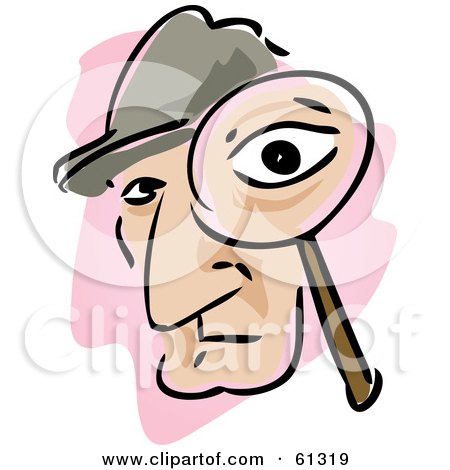 Royalty-free (RF) Clipart Illustration of a Private Investigator Man Holding Up A Magnifying Glass by Kheng Guan Toh
