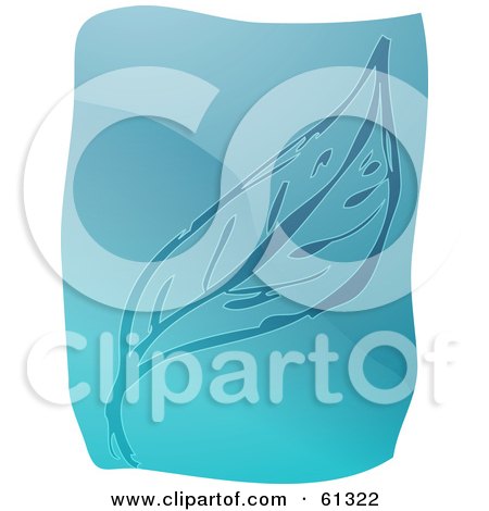 Royalty-free (RF) Clipart Illustration of a Curving Blue Leaf On A Blue And White Background by Kheng Guan Toh