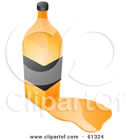 Royalty-free (RF) Clipart Illustration of an Orange Bottle Of Oil With A Blank Label And A Spill by Kheng Guan Toh